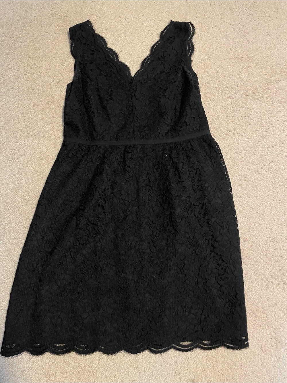 LOFT Black Lace V-Neck Midi Dress